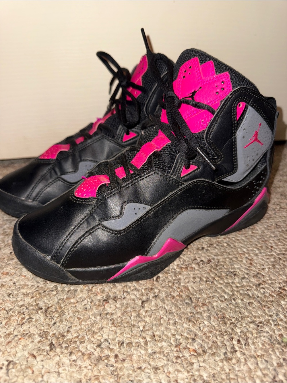 Jordan Kids High-Top Sneakers in Black, Hot Pink, Gray